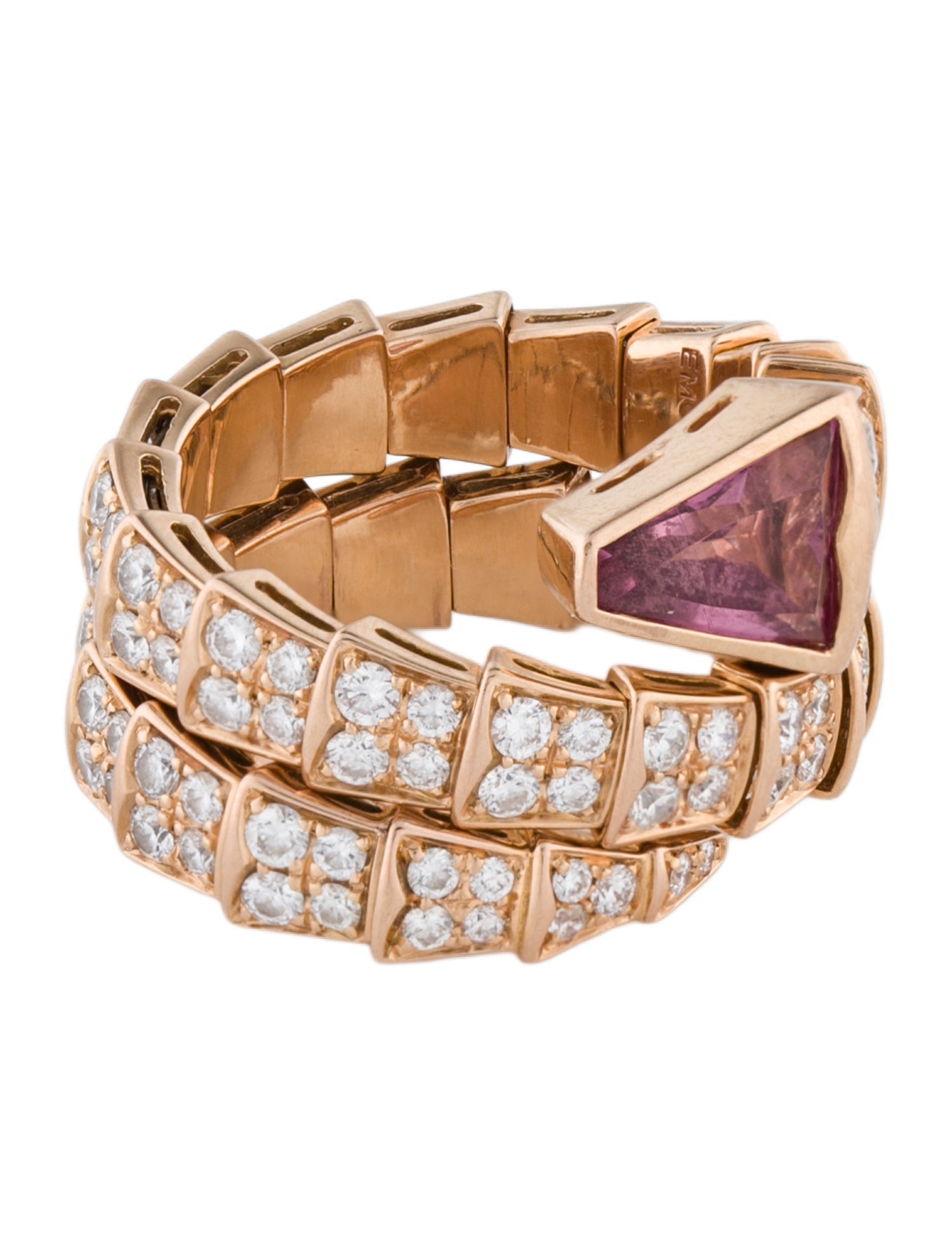 Bvlgari 18K Diamond & Tourmaline Serpenti Viper Band