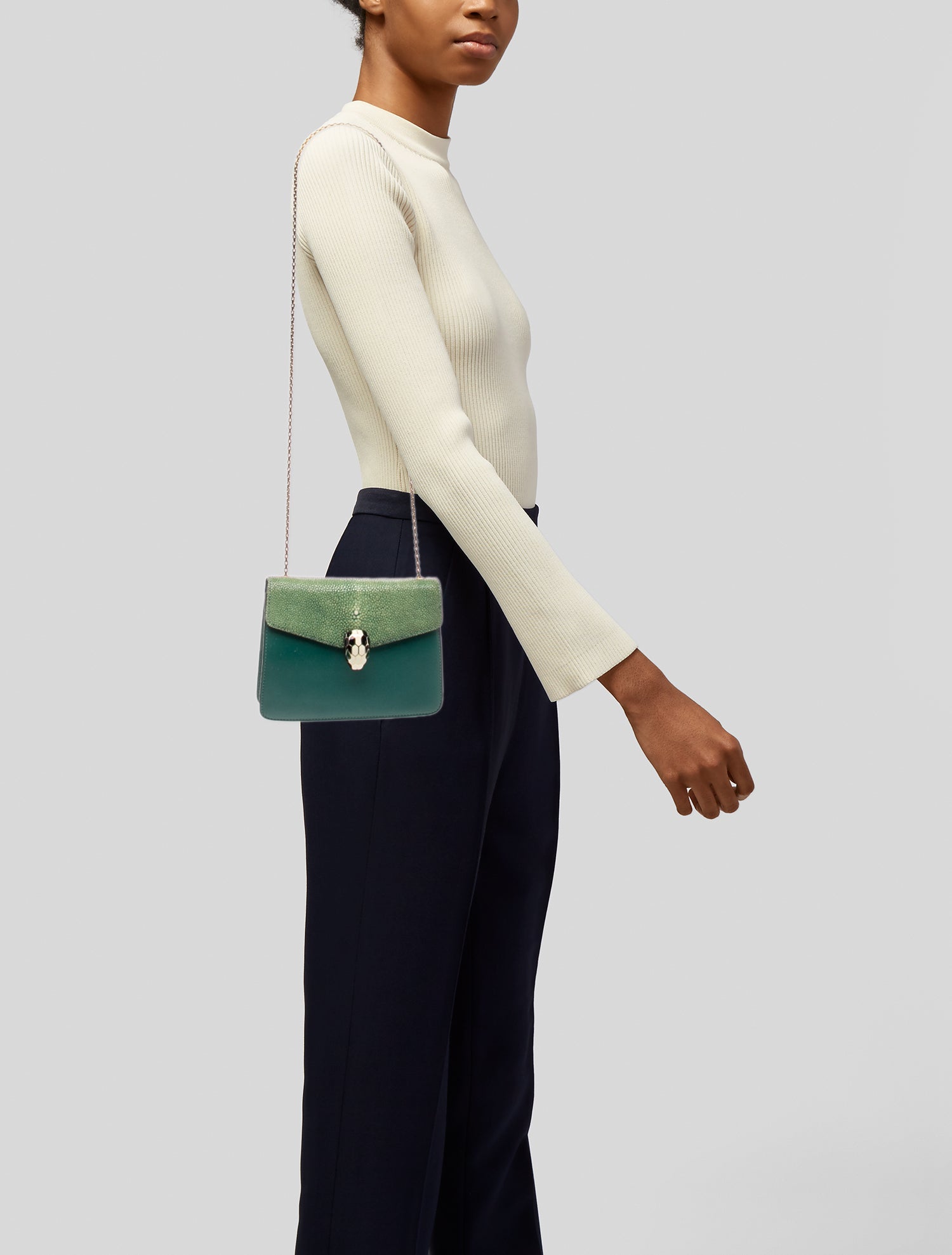 Bvlgari Leather Serpentini Forever - Green Crossbody Bags