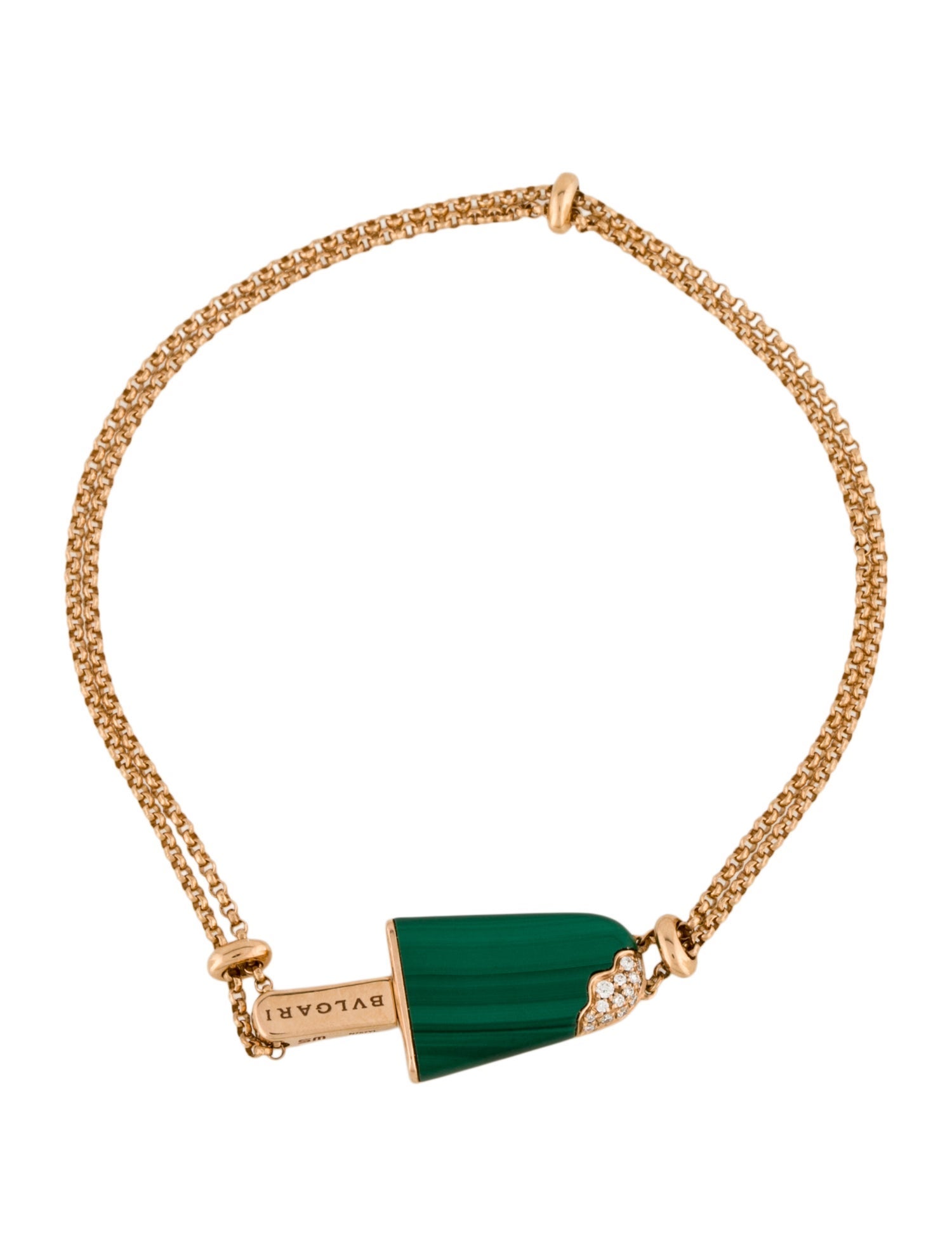 Bvlgari 18K Malachite & Diamond Gelati Bracelet