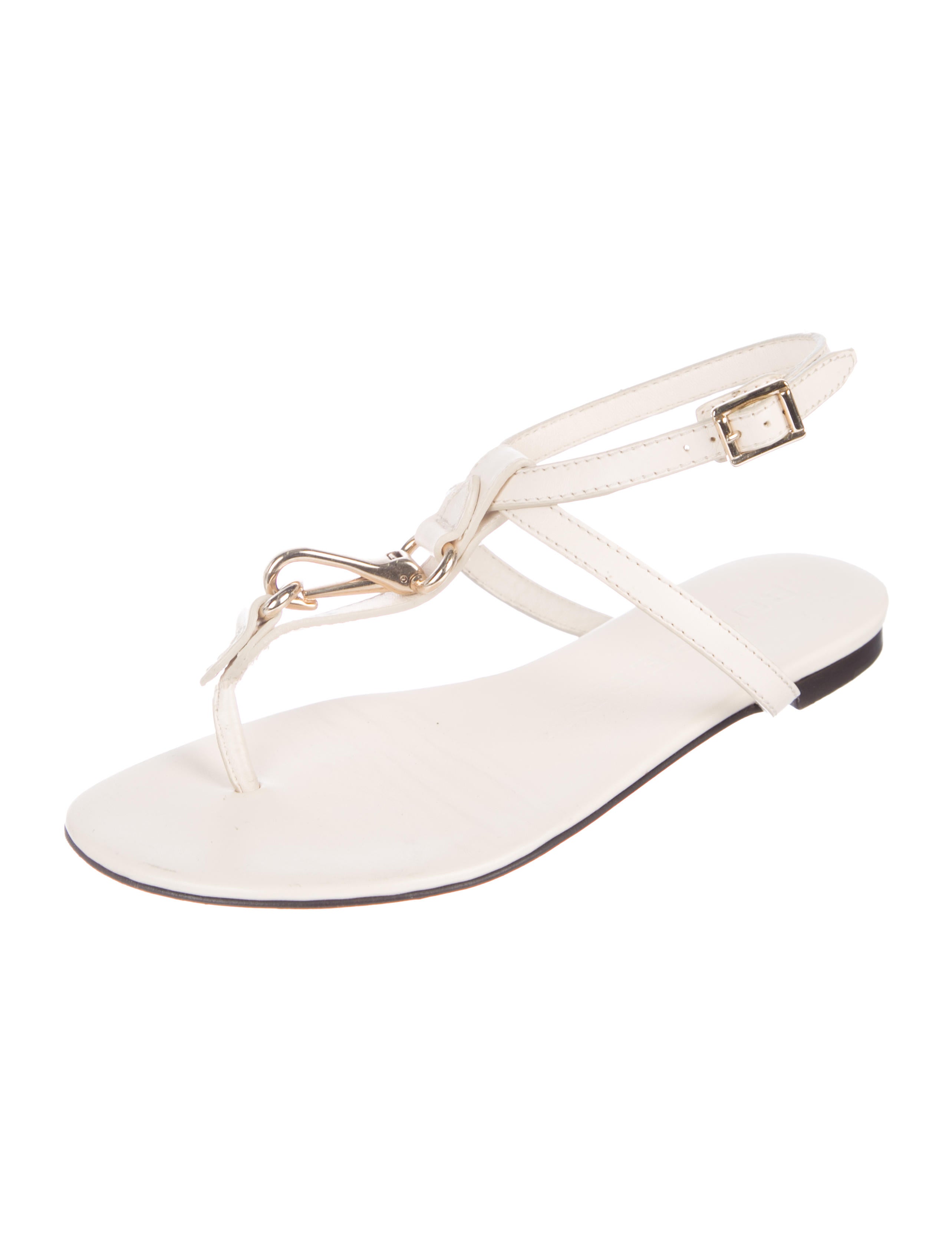 Burberry Leather Embellished Sandals White Sandals, Shoes BUR105649