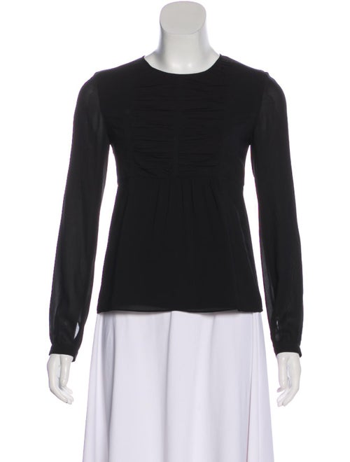 Burberry Silk Long Sleeve Blouse Black