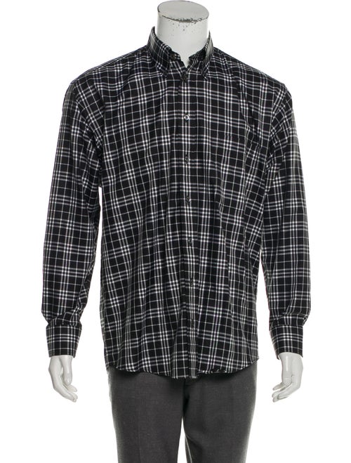 Burberry Madras Plaid Button-Up Shirt black