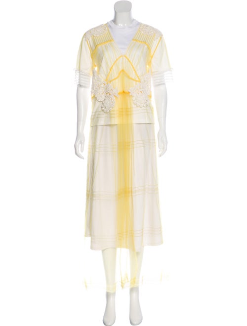 Burberry Embroidered Layered Top Yellow
