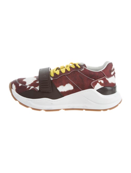 Burberry Cow-Print Low-Top Sneakers white