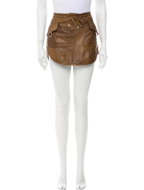 Burberry Leather Mini Skirt Brown