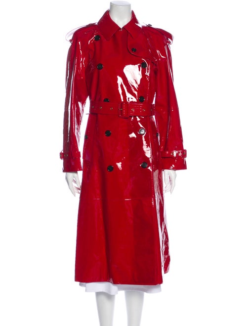 Burberry Leather Trench Coat Red