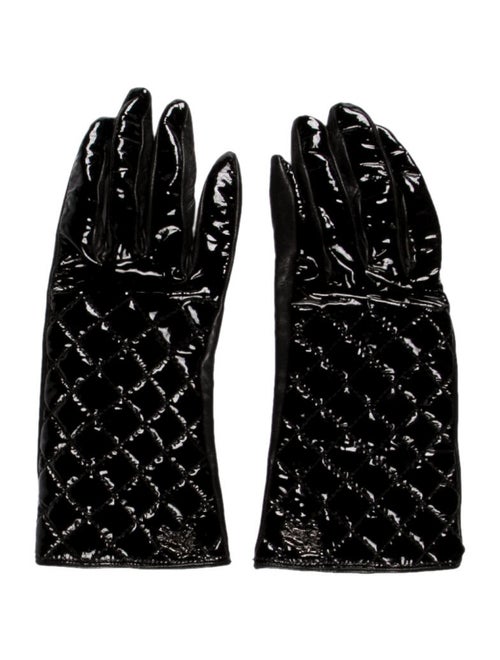 Burberry Quilted Patent Leather Gloves Black