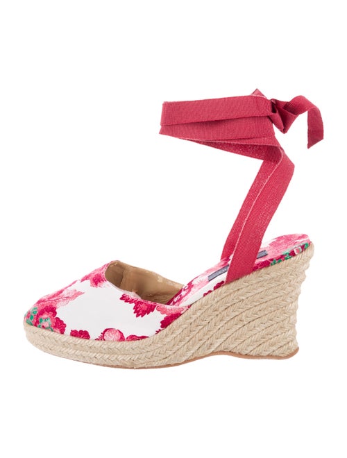 Burberry Floral Print Espadrilles Red