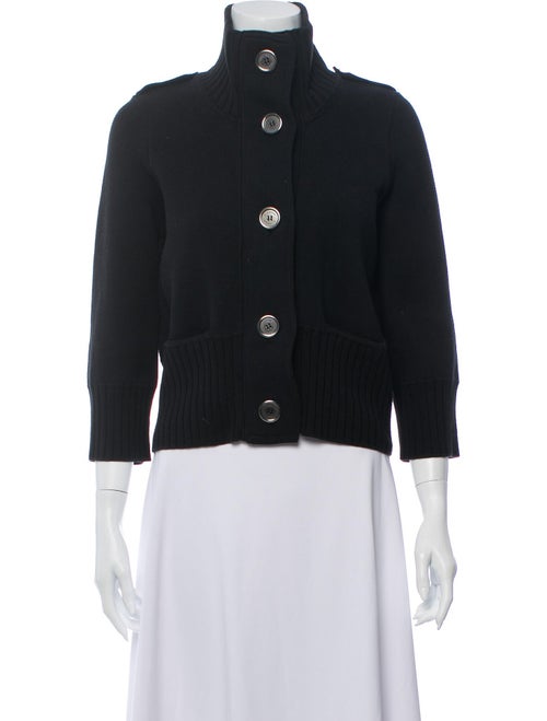 Burberry Mock Neck Knit Cardigan Black