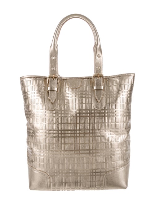 Burberry Embossed Metallic Leather Tote Metallic