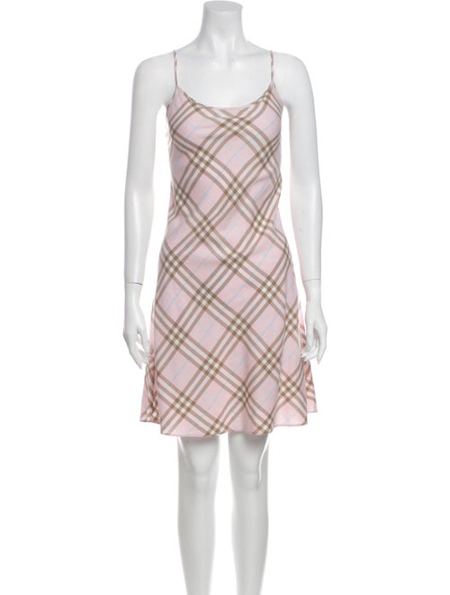 Burberry Plaid Print Knee-Length Dress Pink
