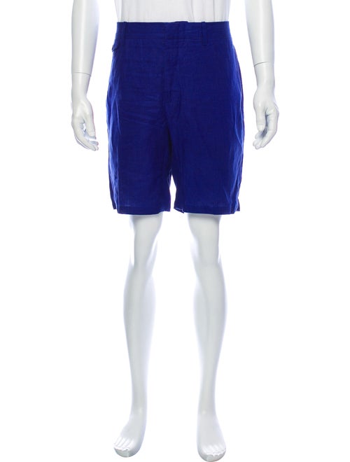 Burberry Linen Flat Front Shorts Blue