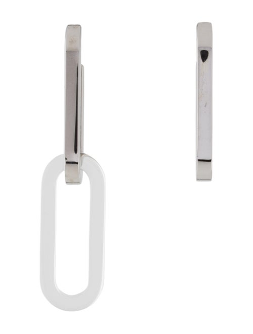 Burberry Resin Chain-Link Drop Earrings Silver