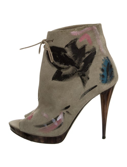 Burberry Suede Floral Print Boots