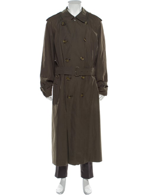 Burberry House Check Pattern Trench Coat Green