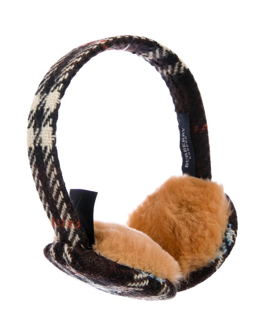 Burberry Wool Check Ear Muffs Brown