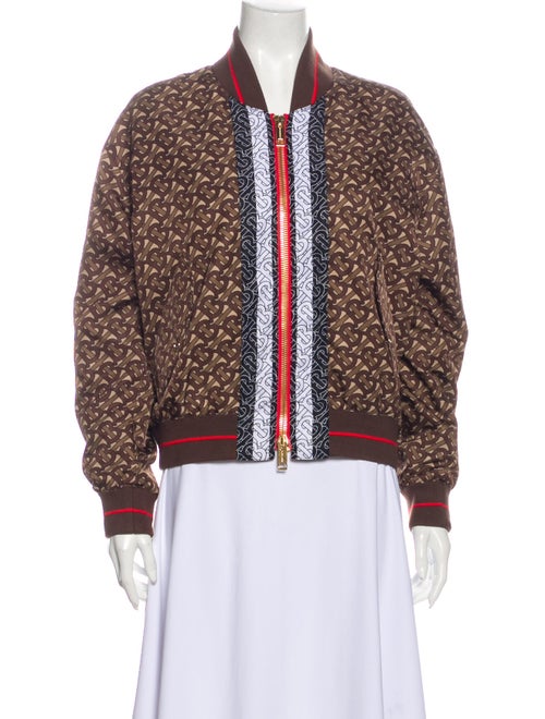 Burberry Monogram Stripe Print Nylon Bomber Jacket