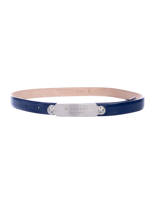 Burberry Leather Skinny Belt Navy