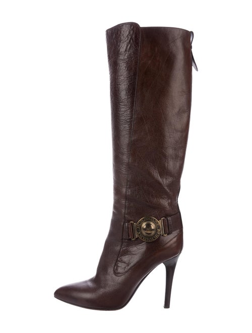Burberry Leather Knee-High Boots Brown