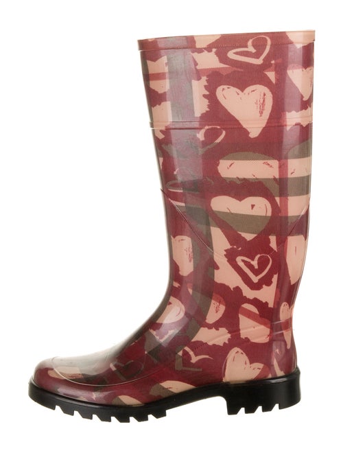 Burberry Abstract Check Rain Boots Red