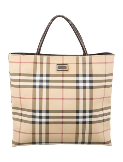 Burberry Leather-Trimmed Nova Check Tote multicolo