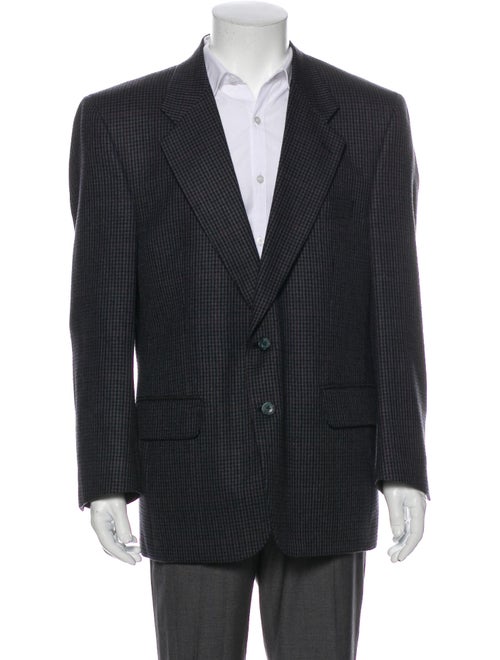Burberry Vintage Plaid Print Blazer Blue