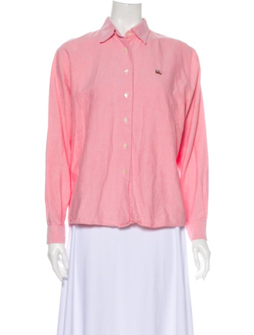 Burberry Vintage Long Sleeve Button-Up Top Pink