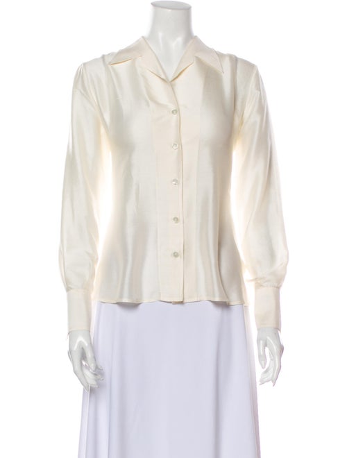 Burberry Vintage Silk Button-Up Top White