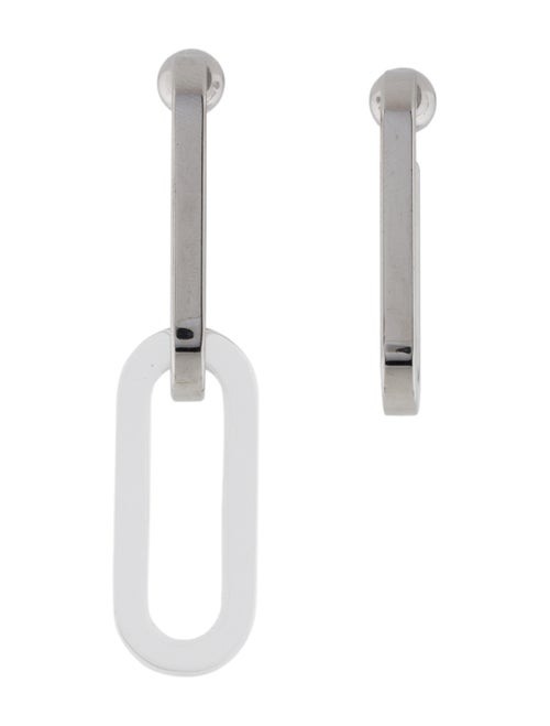 Burberry Chain-Link Asymmetric Drop Earrings Silve