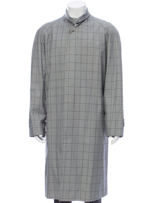 Burberry Houndstooth Print Coat Grey