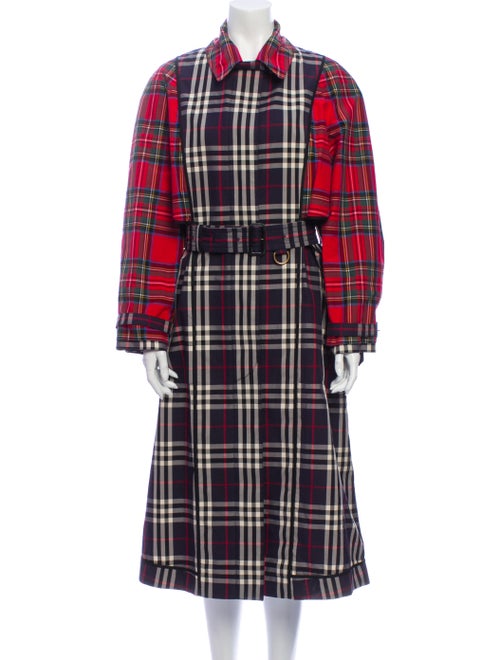 Burberry 2018 Plaid Print Trench Coat w/ Tags Blue