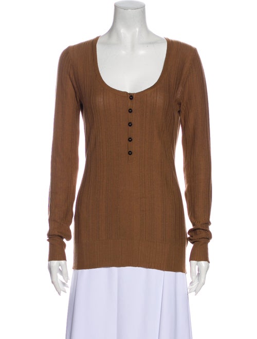 Burberry Silk Scoop Neck Top Brown