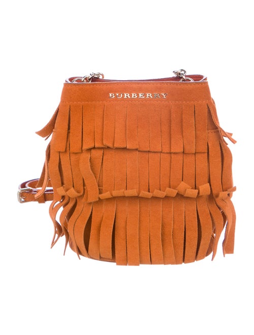 Burberry Suede Fringe Bucket Bag Brown