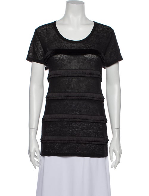 Burberry Linen Scoop Neck T-Shirt Black