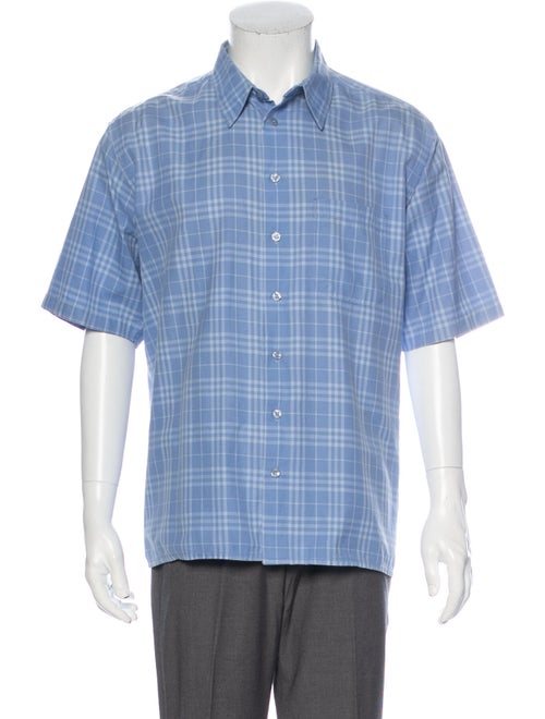 Burberry Plaid Short Sleeve Plaid Print Shirt Blue