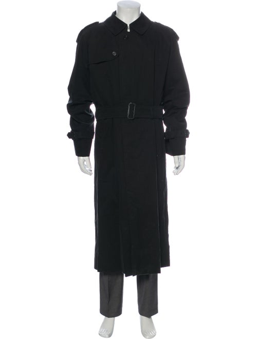 Burberry House Check Pattern Trench Coat Black