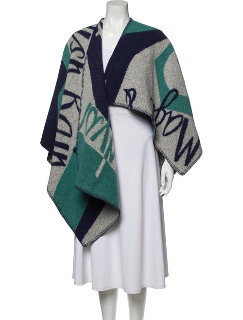 Burberry Wool & Cashmere Intarsia Shawl Grey