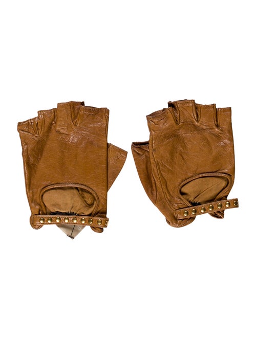 Burberry Studded Fingerless Gloves Brown