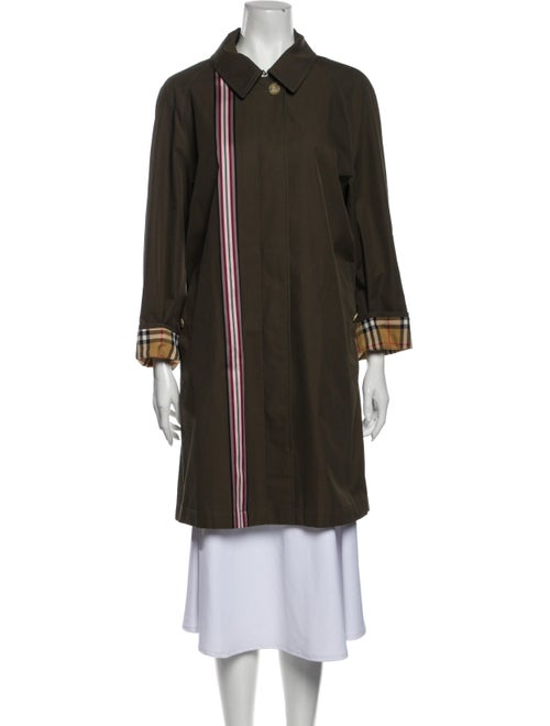 Burberry Collegiate Strip Car Trench Coat Green