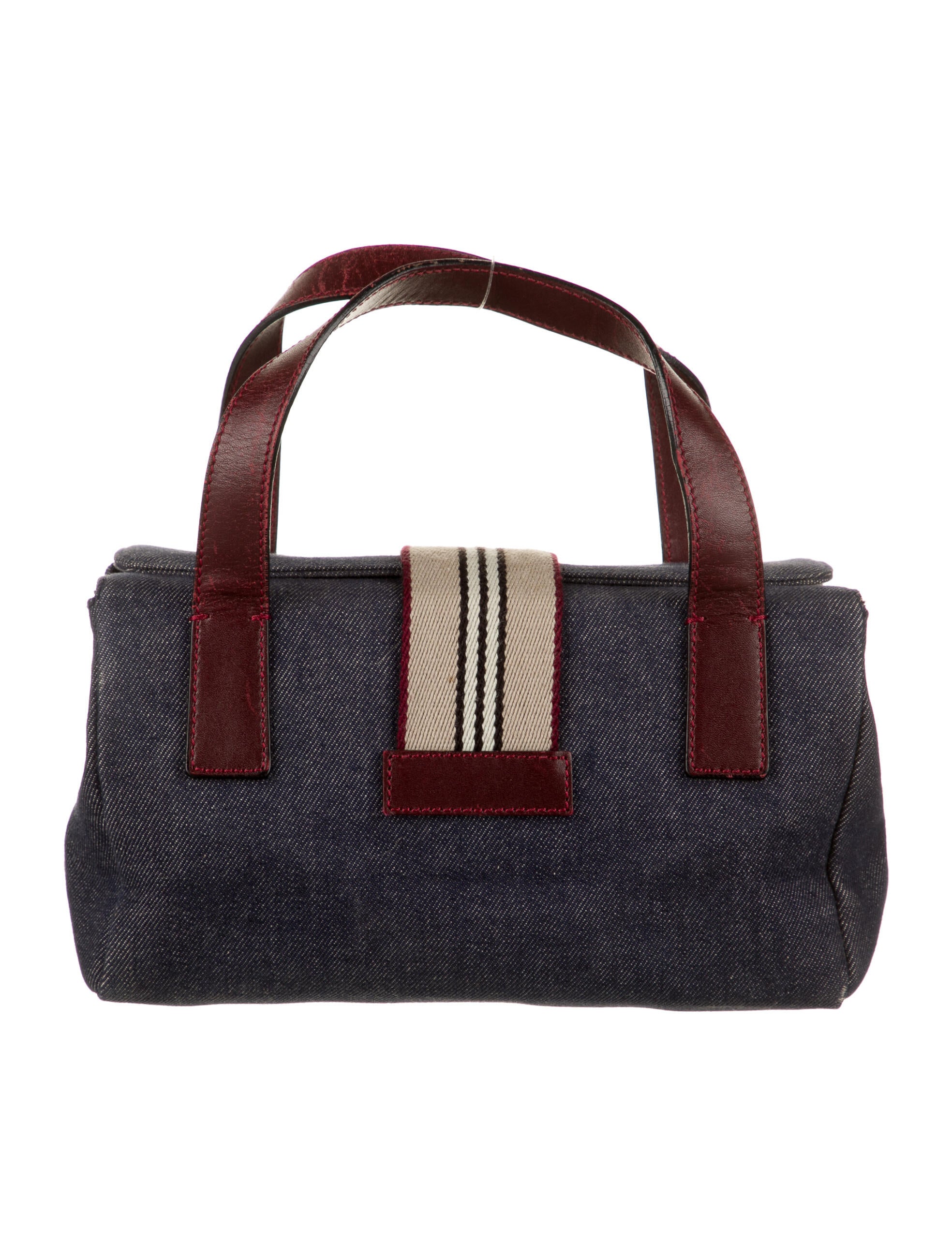 Burberry LeatherTrimmed Denim Bag Handbags BUR200803 The RealReal