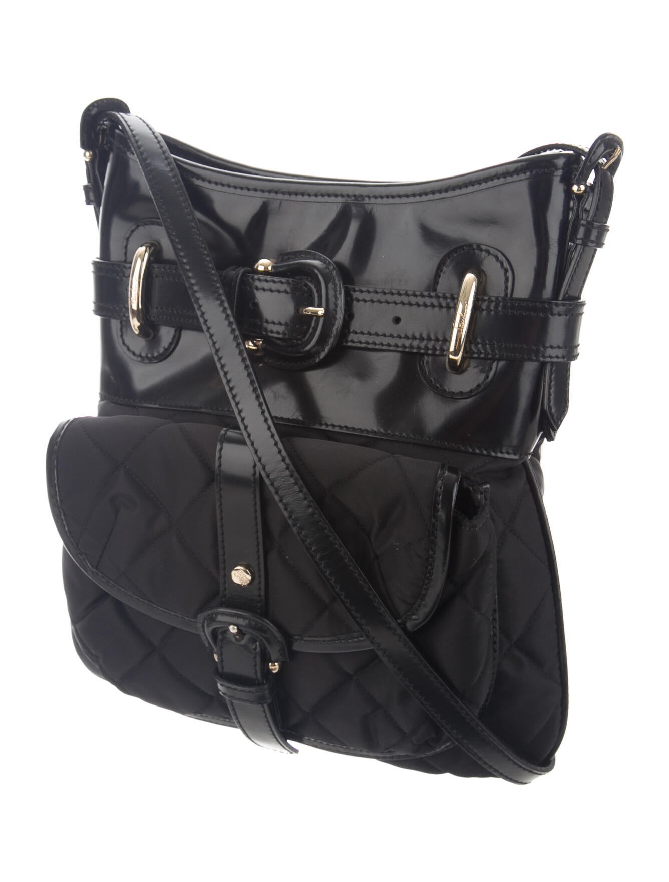 Burberry Quilted LeatherTrimmed Crossbody Ba Black Crossbody Bags