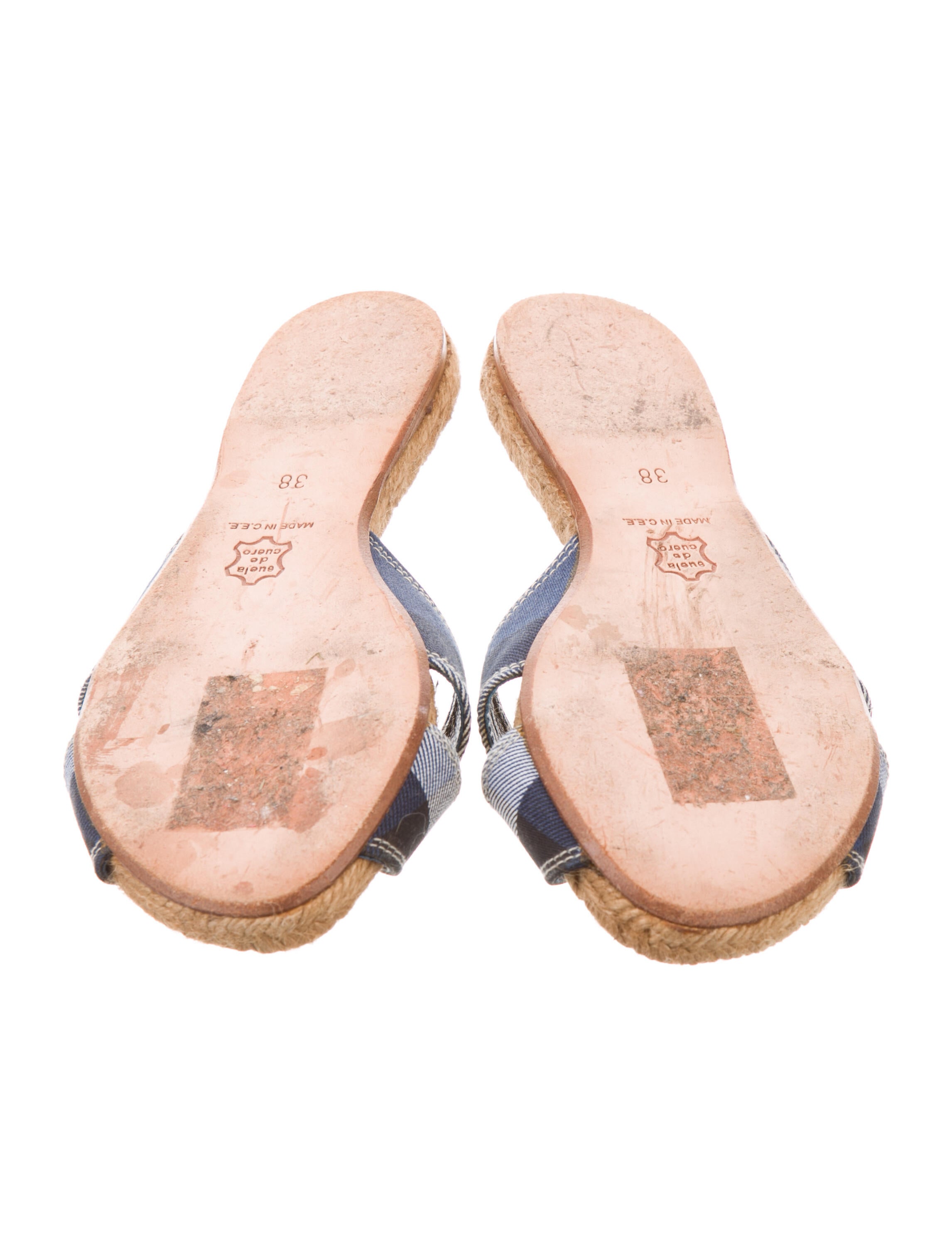blue burberry slides