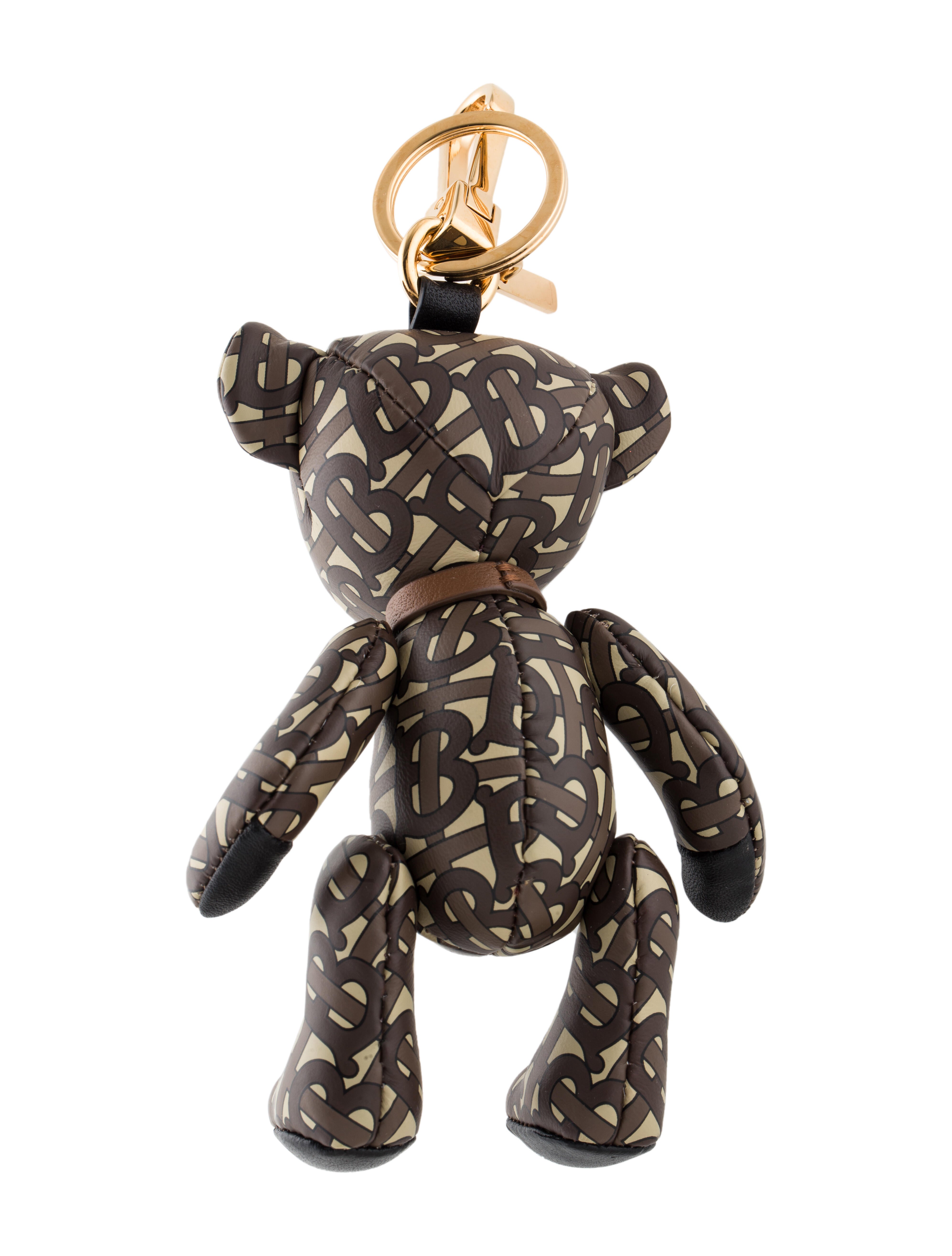 バーバリー✤ThomasBear BURBERRY TB Pattern Leather Teddy Bear Thomas Bear Keychain