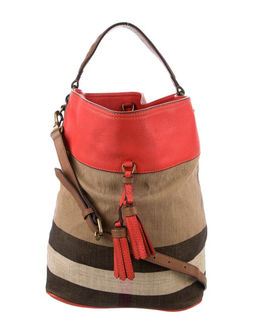 Burberry Grainy Canvas Check Medium Ashby Tassel Hobo
