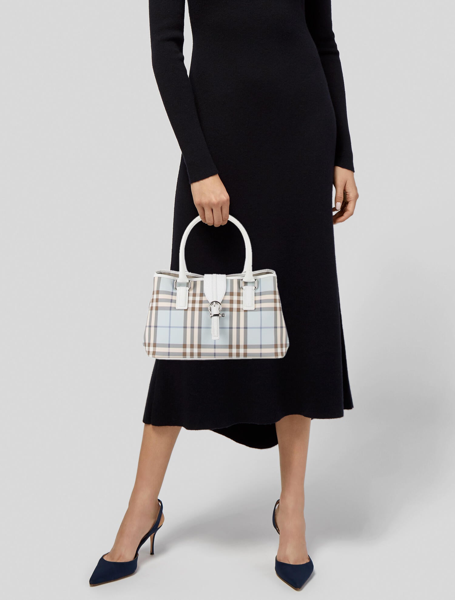 Burberry Blue Nova Check Handle Bag - Blue Handle Bags, Handbags