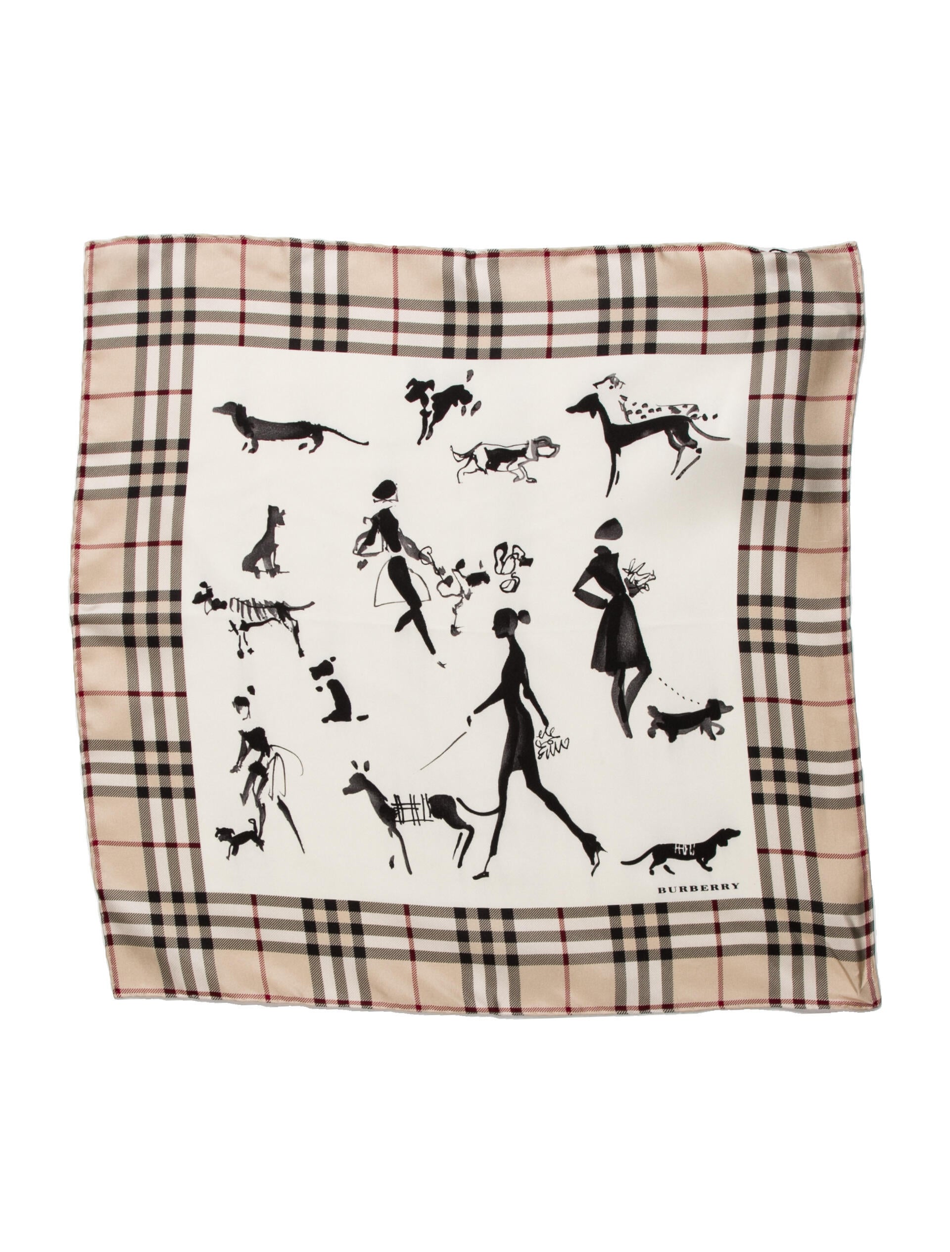 専用 VINTAGE BURBERRY ITALY SILK SCARF DOG Vintage Burberry Silk Scarf Made in Italy Dog Design 85x85cm