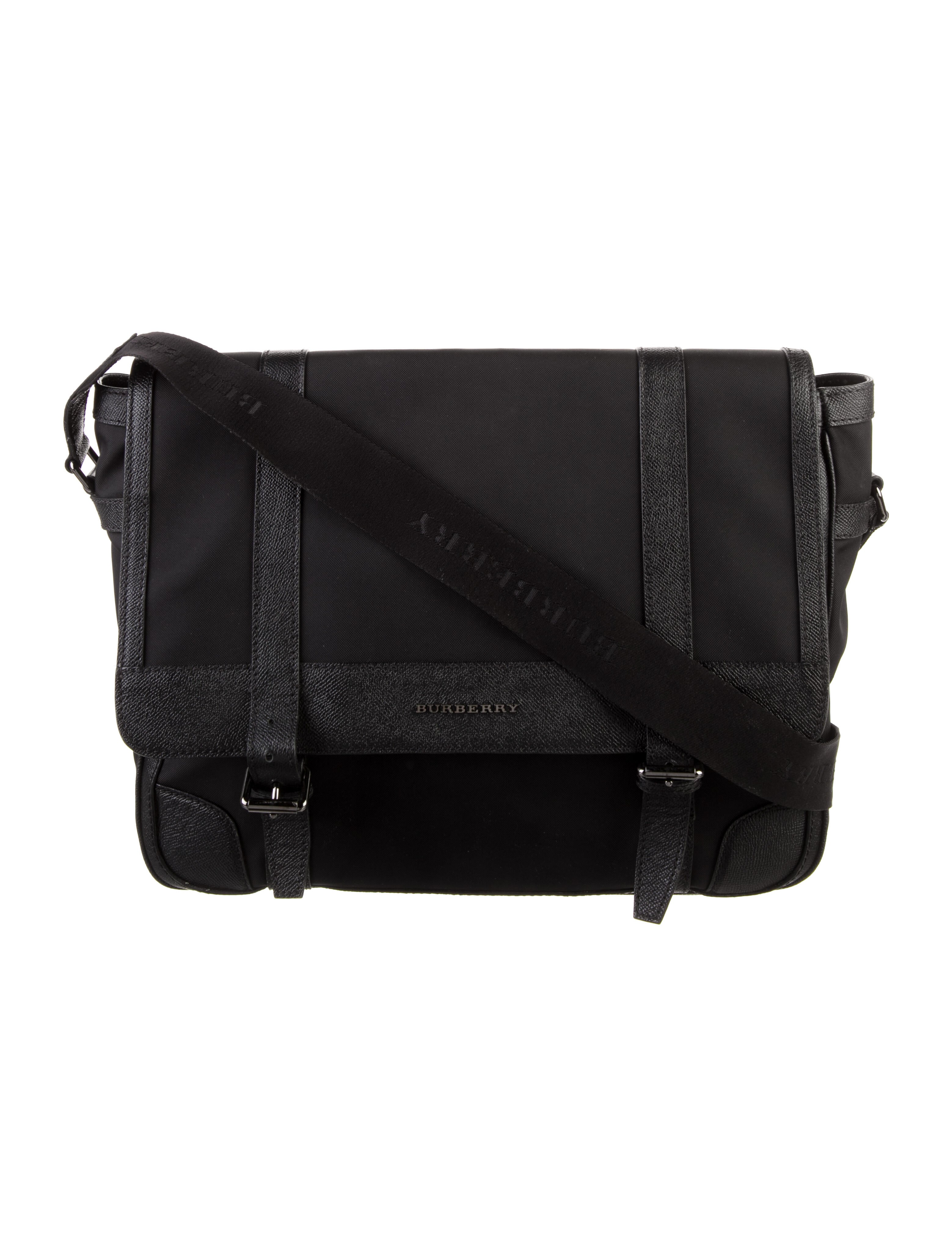 Burberry Large Leathertrimmed Messenger Black Messenger Bags, Bags