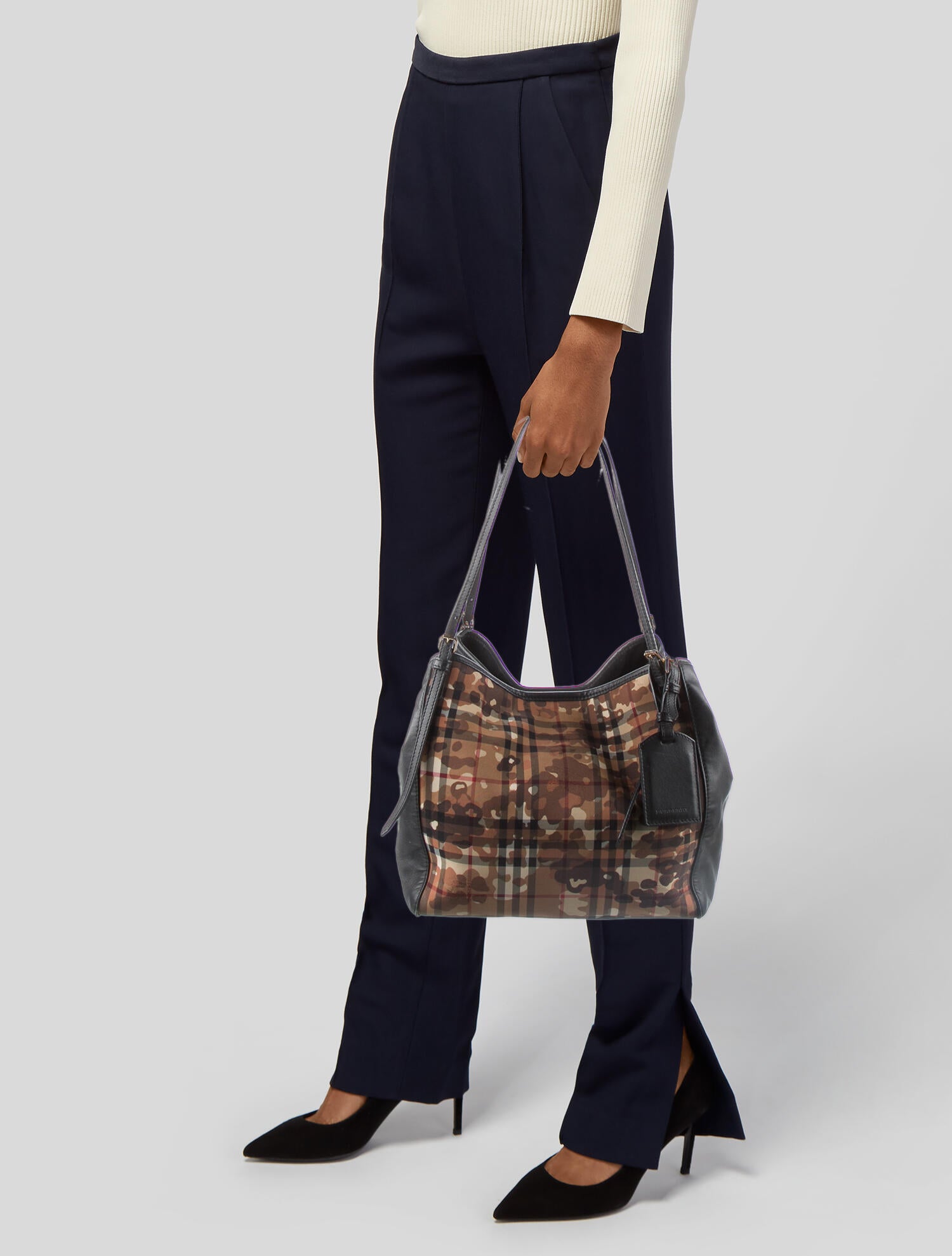 Burberry Leather & Camouflage Horseferry Check Nylon Small Canter Tote -  Neutrals Totes, Handbags - BUR293277 | The RealReal