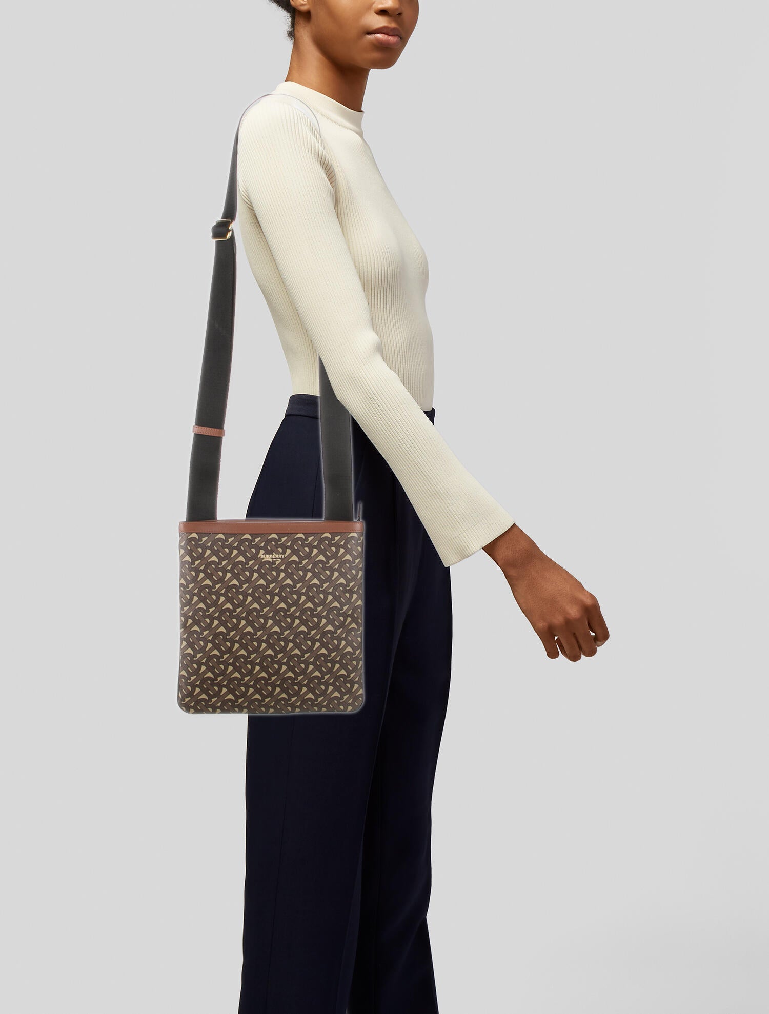 Burberry TB Monogram Crossbody Bag Brown Crossbody Bags, Handbags