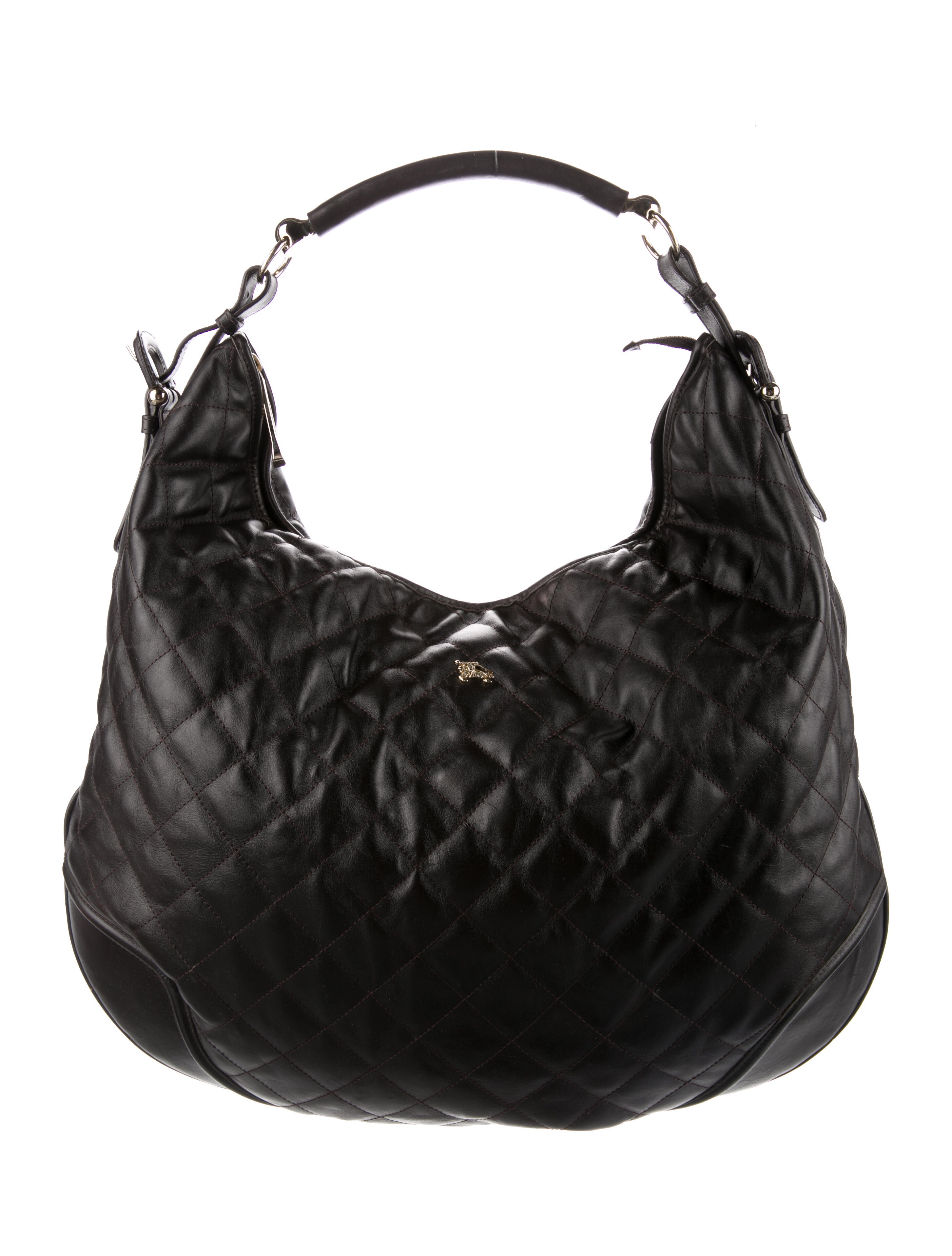 Burberry Heritage Grain Leather Hobo Black Hobos, Handbags BUR98704